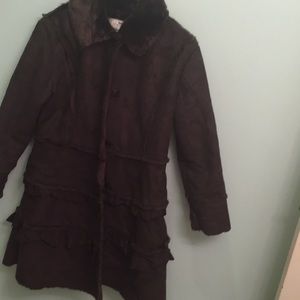 Boden brown heavy fur coat. Like new!